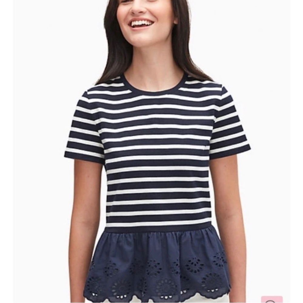 ♠️ kate spade ♠️ Stripe Tee with eyelet trim (S)